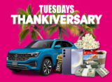 Win one of 8 epic prizes like $80,000 cash, a new Volkswagen, or more!